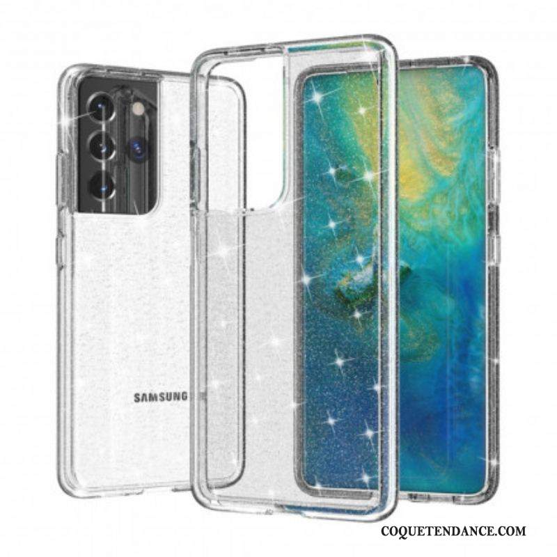 Coque Coque Samsung Galaxy S21 Ultra 5G Transparente Paillettes