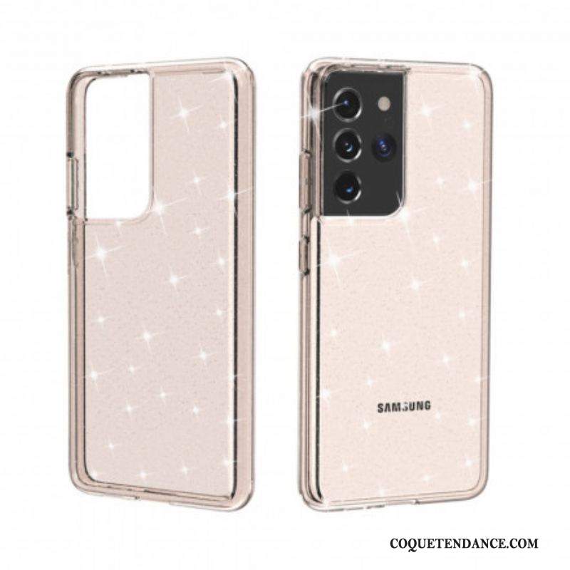 Coque Coque Samsung Galaxy S21 Ultra 5G Transparente Paillettes