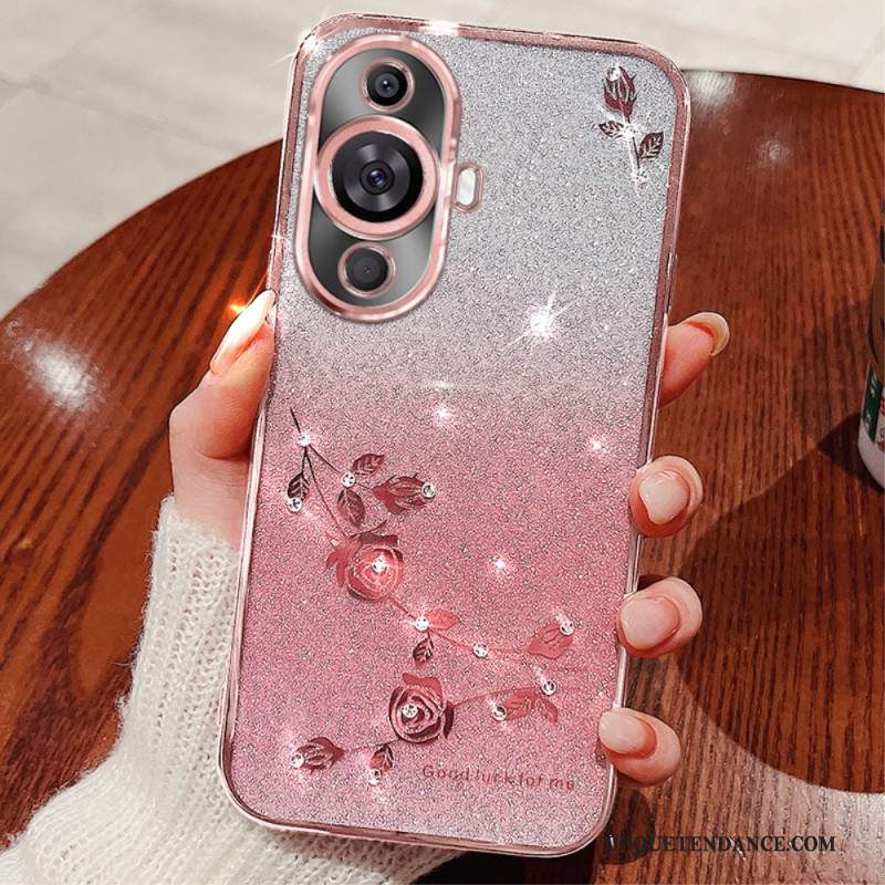 Coque Huawei Nova 11 Pro Fleurs en Strass KADEM