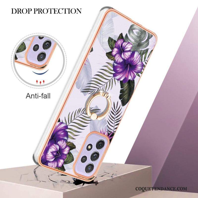 Coque Samsung Galaxy A13 Fleurs Anneau-Support