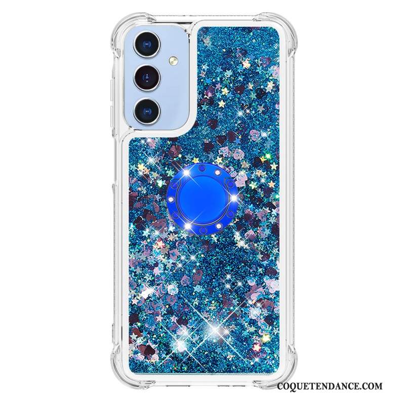 Coque Samsung Galaxy A15 5G Anneau-Support Paillettes Liquides