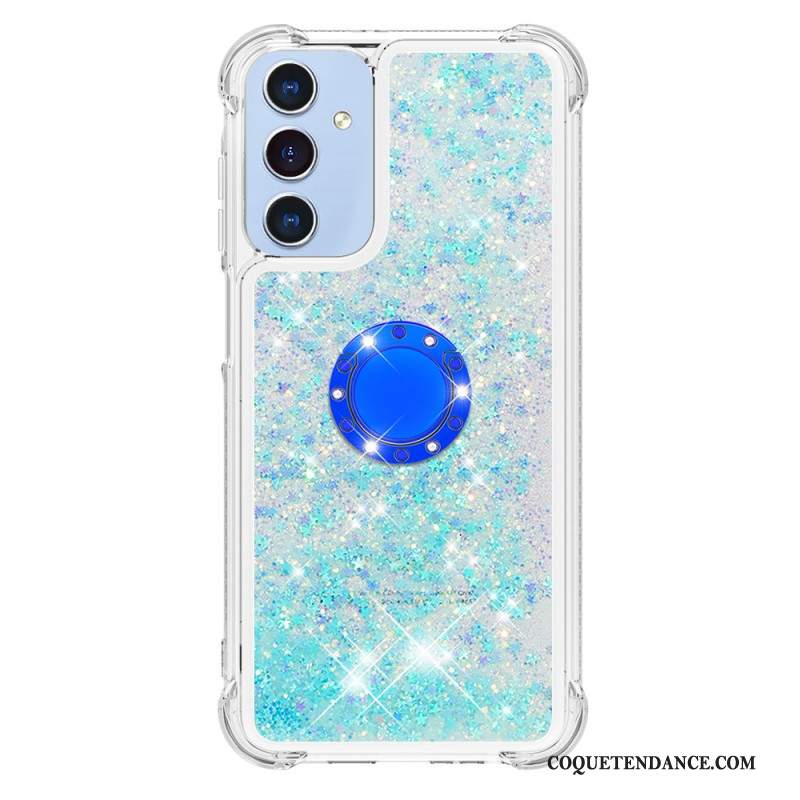 Coque Samsung Galaxy A15 5G Anneau-Support Paillettes Liquides