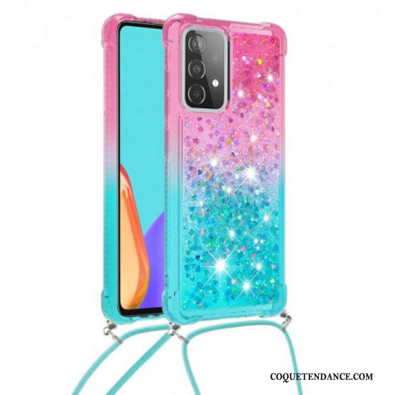 Coque Samsung Galaxy A52 4G / A52 5G / A52s 5G Silicone Paillettes et Cordon