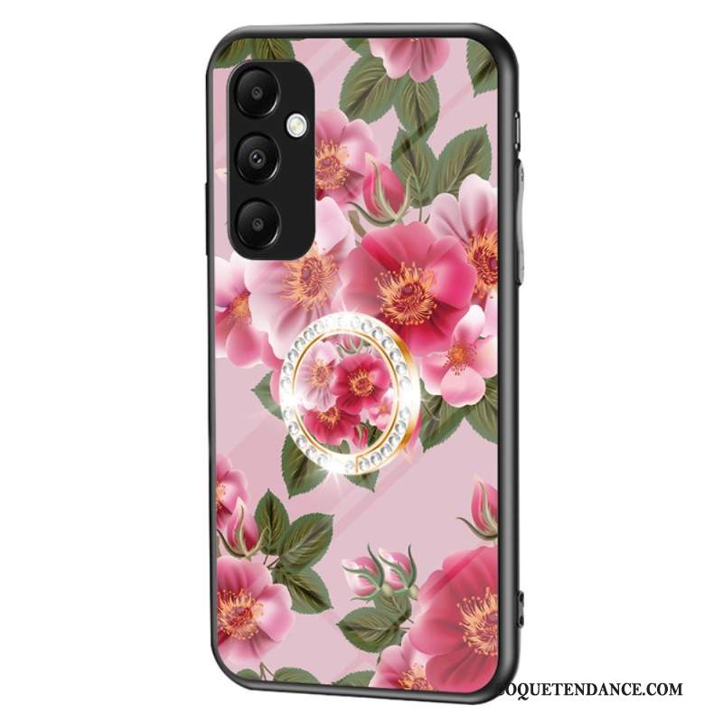 Coque Samsung Galaxy A55 5G Verre Trempé avec Support Motif Floral