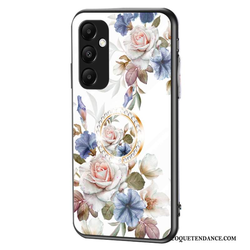 Coque Samsung Galaxy A55 5G Verre Trempé avec Support Motif Floral