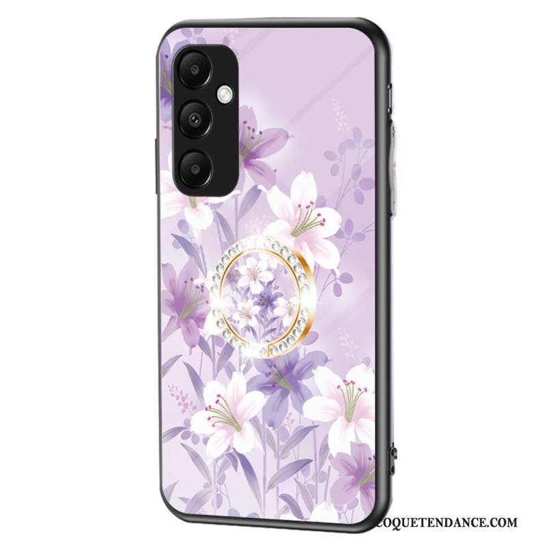 Coque Samsung Galaxy A55 5G Verre Trempé avec Support Motif Floral