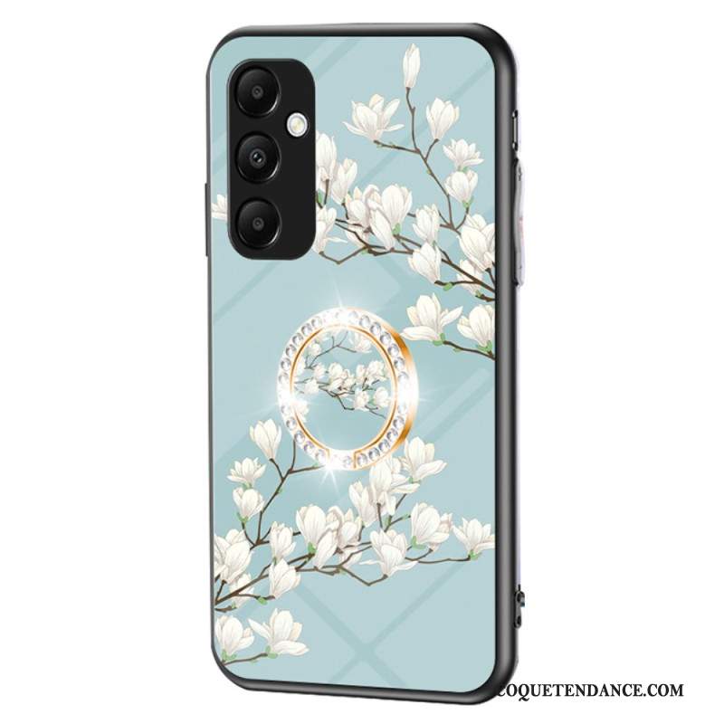 Coque Samsung Galaxy A55 5G Verre Trempé avec Support Motif Floral