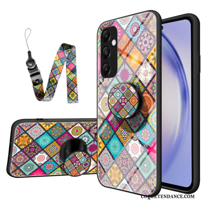 Coque Samsung Galaxy A55 5G avec Support et Lanière Patchwork