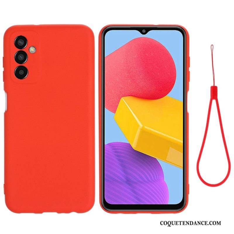 Coque Samsung Galaxy M13 Silicone Liquide avec Lanière