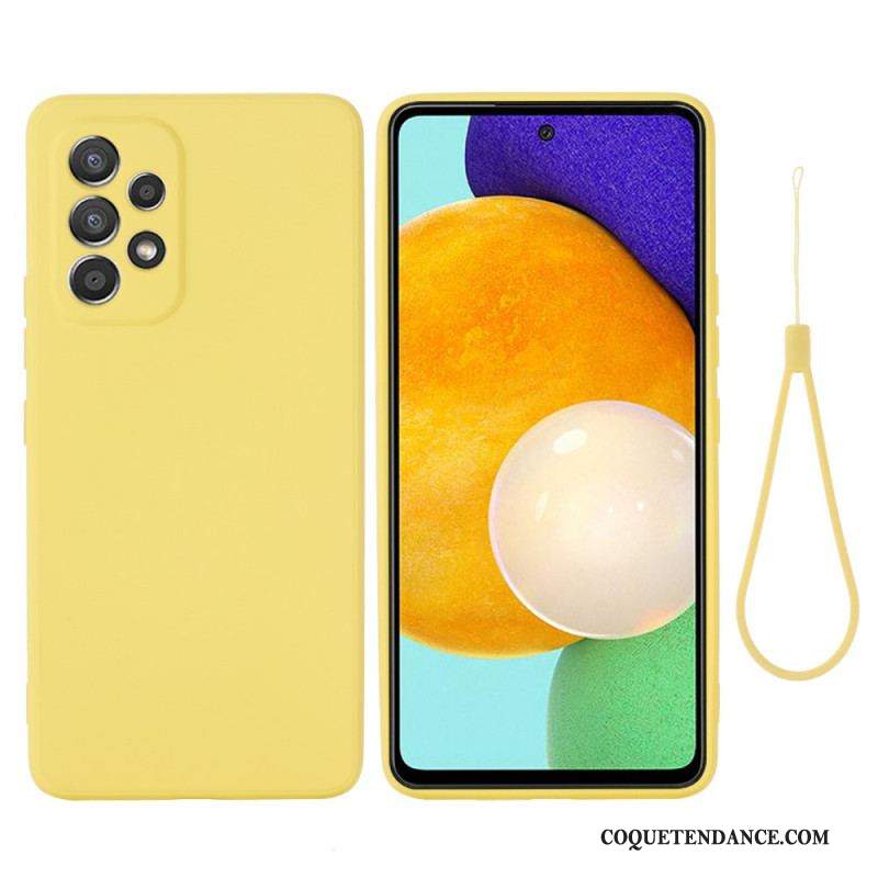 Coque Samsung Galaxy M53 5G Silicone Liquide avec Lanière