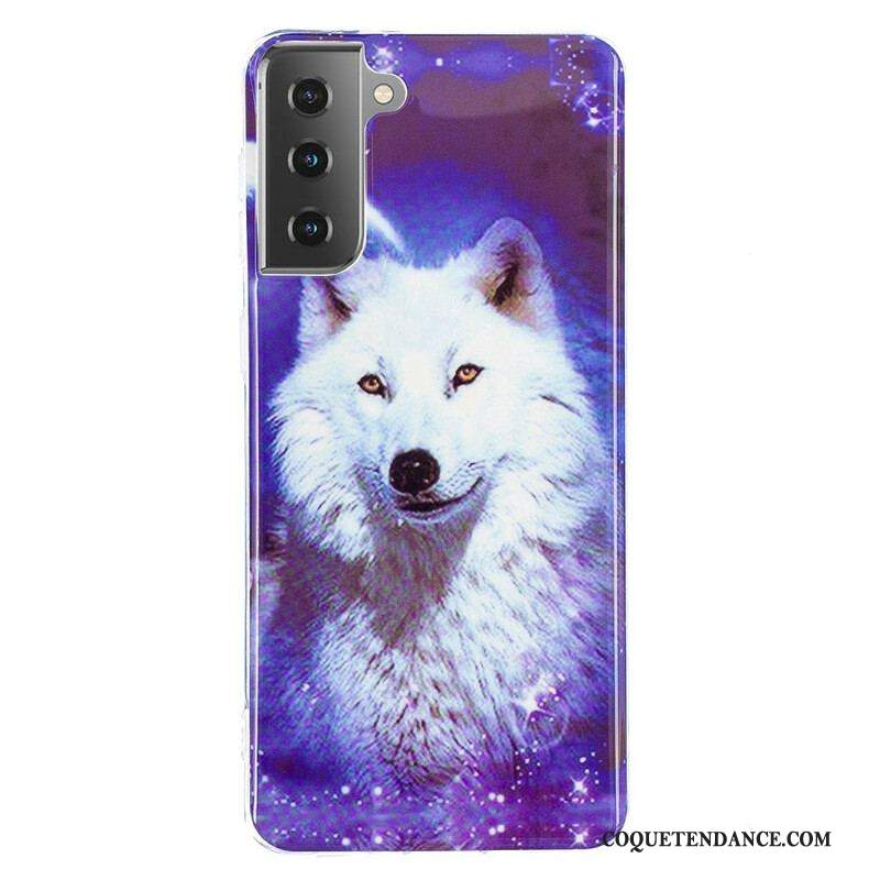 Coque Samsung Galaxy S21 5G Série Loup Fluorescente