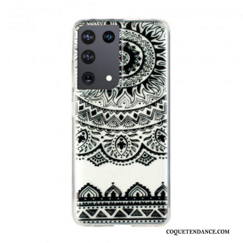 Coque Samsung Galaxy S21 Ultra 5G Transparente Fleur Mandala