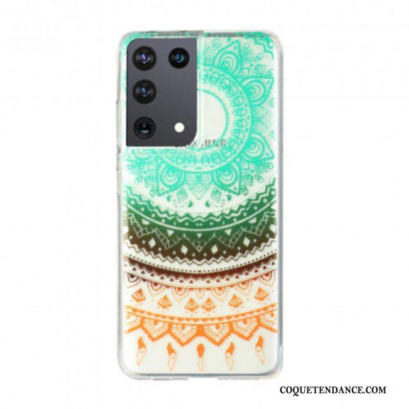 Coque Samsung Galaxy S21 Ultra 5G Transparente Fleur Mandala