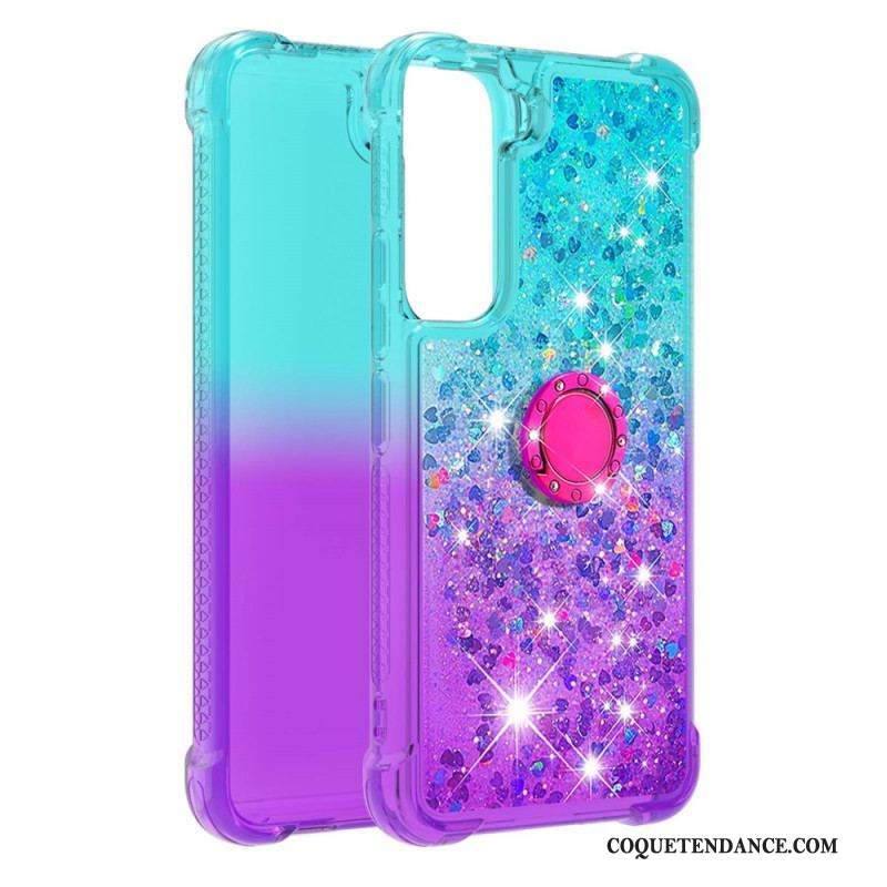 Coque Samsung Galaxy S22 5G Paillettes Anneau-Support