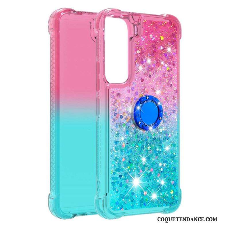 Coque Samsung Galaxy S22 5G Paillettes Anneau-Support