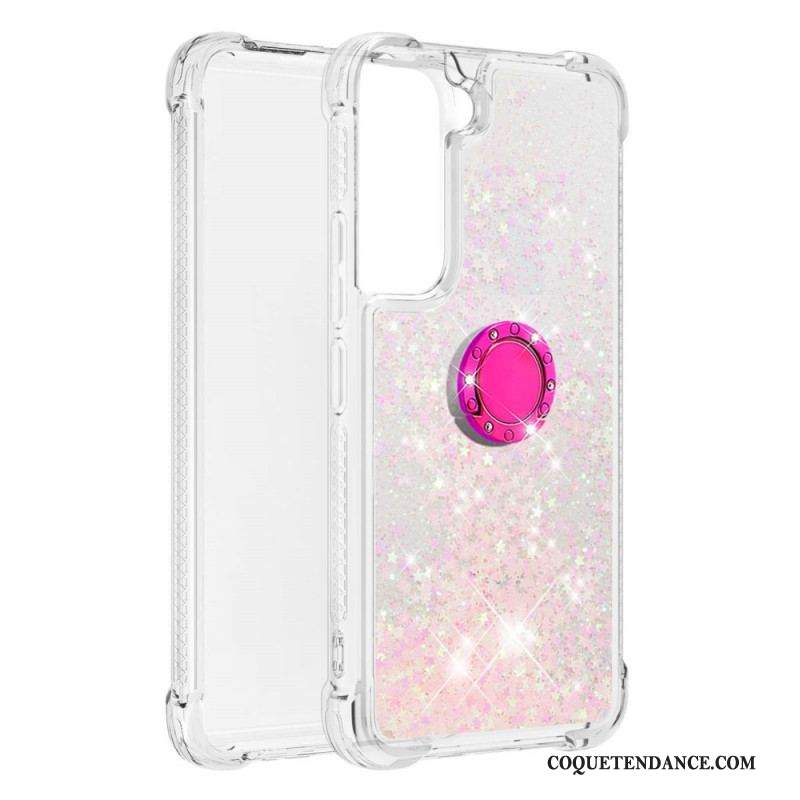 Coque Samsung Galaxy S22 5G Paillettes avec Anneau-Support