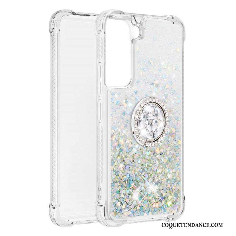 Coque Samsung Galaxy S22 5G Paillettes avec Anneau-Support