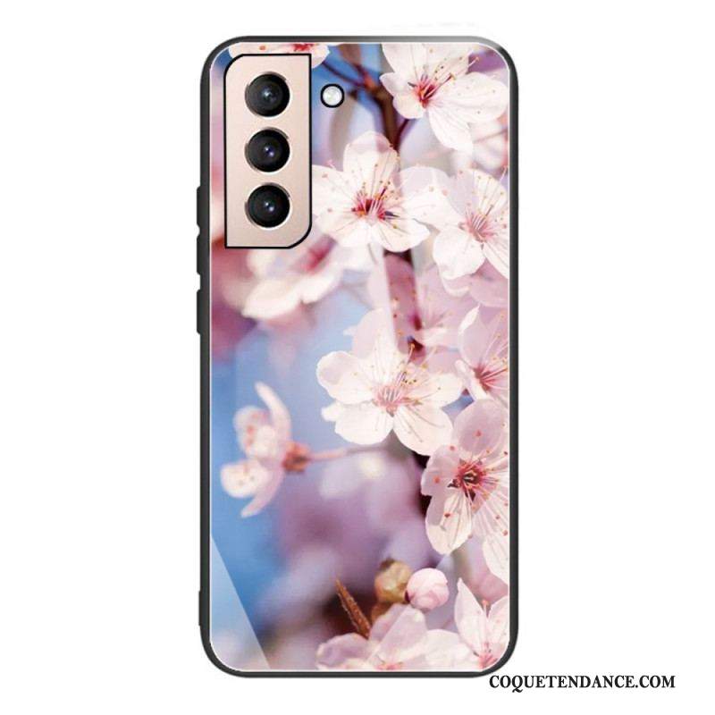 Coque Samsung Galaxy S22 Plus 5G Verre Trempé Fleurs Réalistes