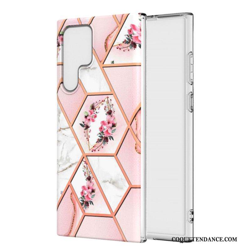 Coque Samsung Galaxy S22 Ultra 5G Marbrée Florale