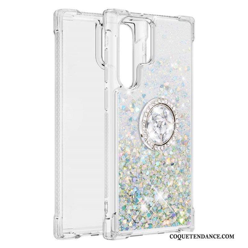 Coque Samsung Galaxy S22 Ultra 5G Paillettes Anneau-Support