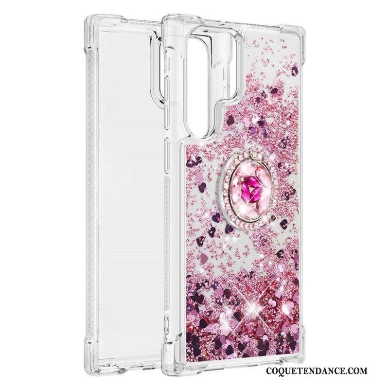 Coque Samsung Galaxy S22 Ultra 5G Paillettes Anneau-Support