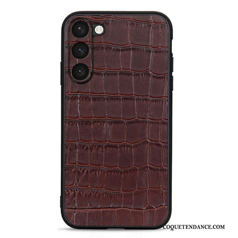 Coque Samsung Galaxy S23 Plus 5G Véritable Cuir Style Crocodile