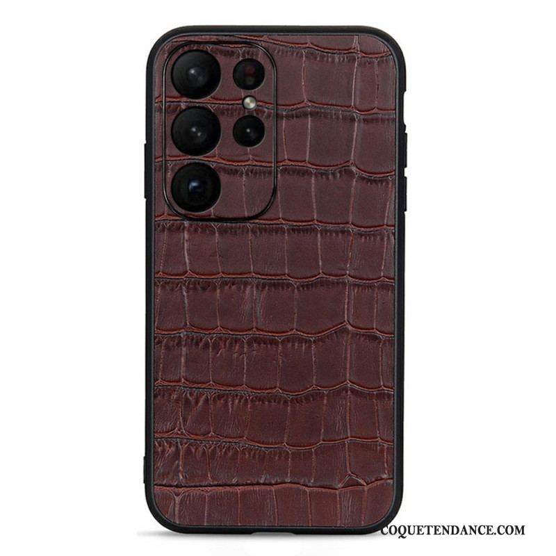 Coque Samsung Galaxy S23 Ultra 5G Véritable Cuir Style Crocodile