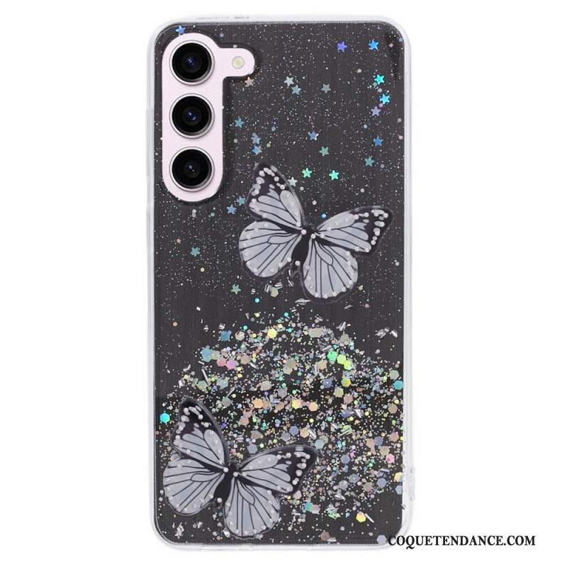 Coque Samsung Galaxy S24 5G Papillons Paillettes