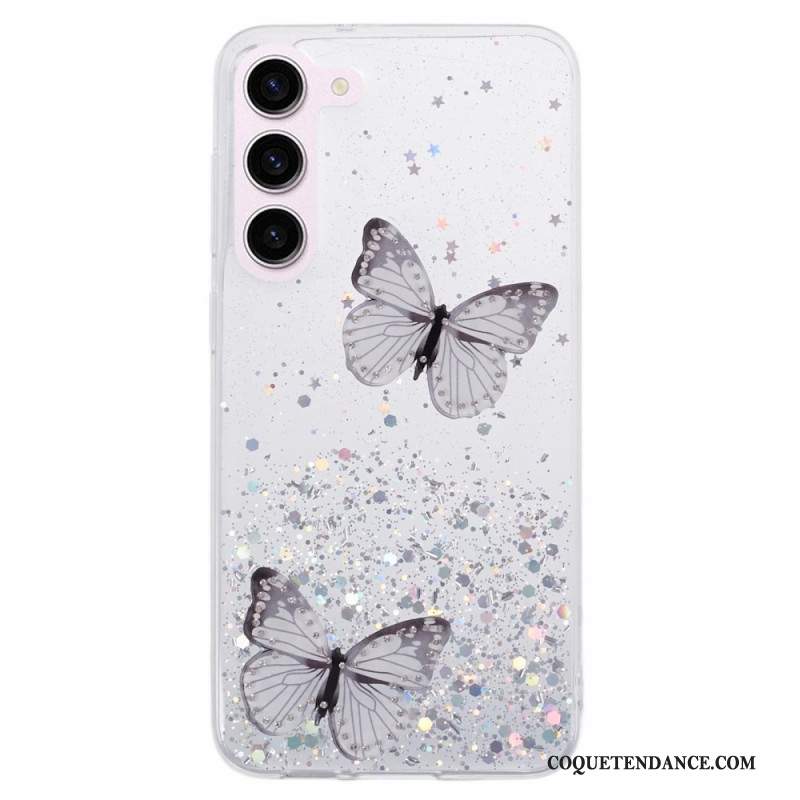 Coque Samsung Galaxy S24 5G Papillons Paillettes