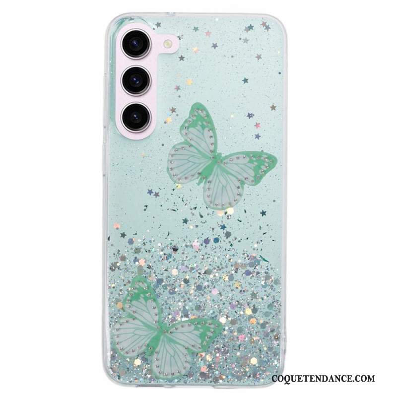 Coque Samsung Galaxy S24 5G Papillons Paillettes