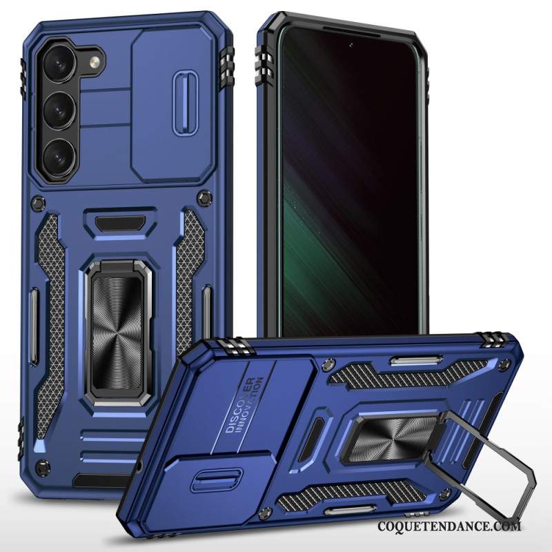 Coque Samsung Galaxy S24 5G avec Anneau-Support et Protecteur Arrière à Glissière