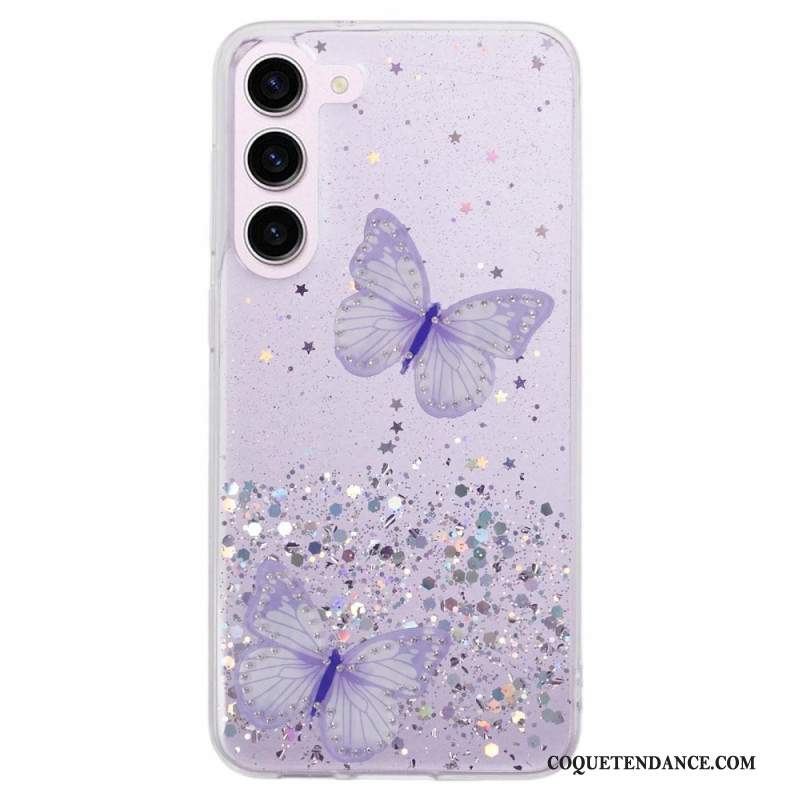 Coque Samsung Galaxy S24 Plus 5G Paillettes Papillons