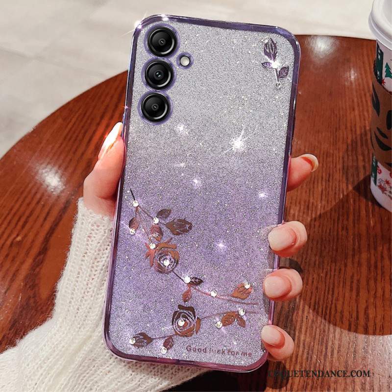 Coque Samsung Galaxy S24 Plus 5G Paillettes et Fleurs KADEM