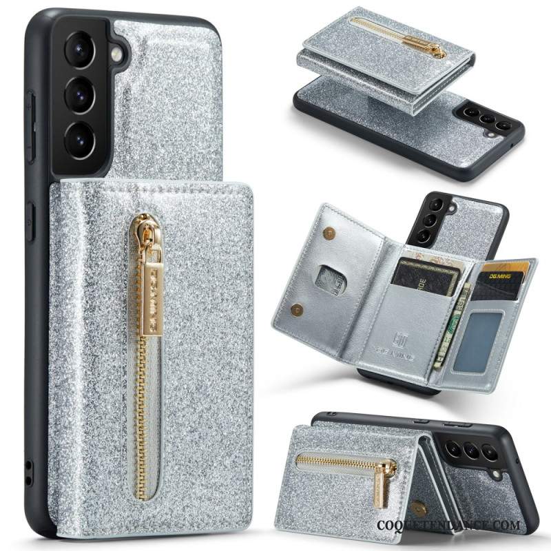 Coque Samsung Galaxy S24 Plus 5G Pailletée Portefeuille Détachable DG.MING