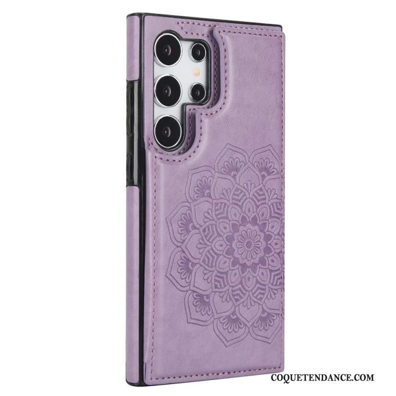 Coque Samsung Galaxy S24 Ultra 5G Motif Fleur Mandala et support