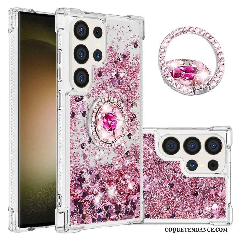 Coque Samsung Galaxy S24 Ultra 5G Paillettes avec Anneau-Support