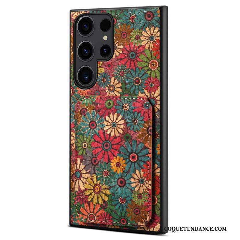 Coque Samsung Galaxy S24 Ultra 5G avec Porte-Cartes Florale