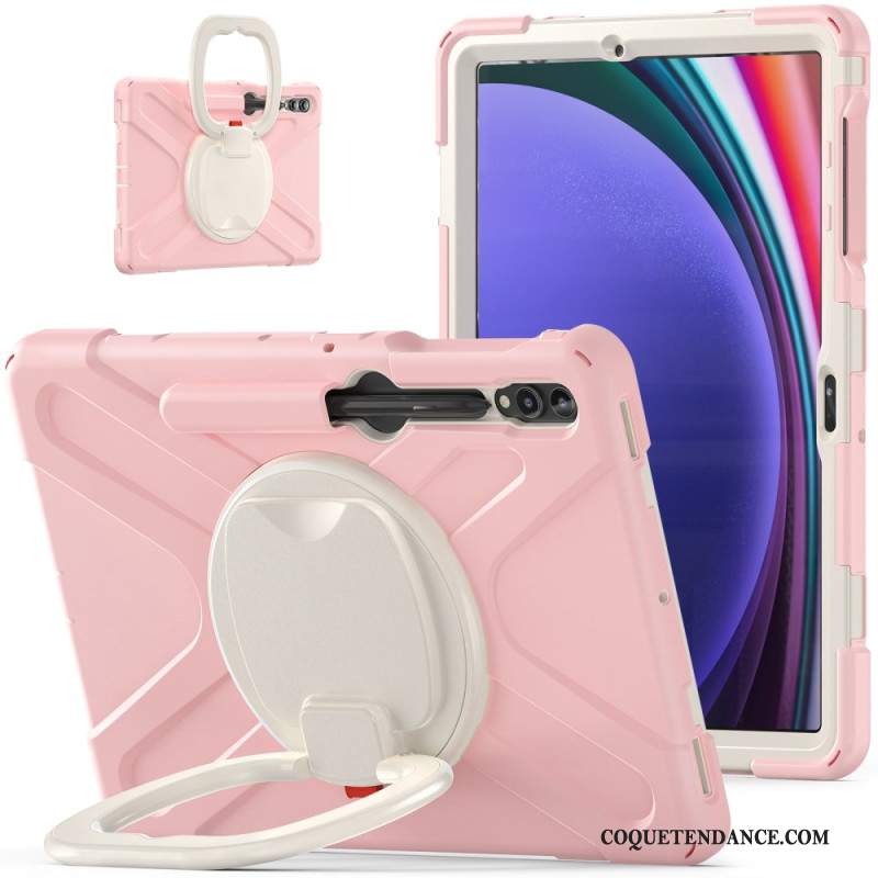 Coque Samsung Galaxy Tab S9 FE Plu /S9 Plus/S8 Plus/S7 Plus/S7 FE Multifonctions Support Rotatif et Poignée