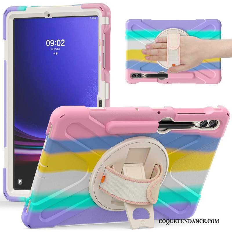 Coque Samsung Galaxy Tab S9 FE Plus / S9 Plus / S8 Plus / S7 Plus Sangle et Support