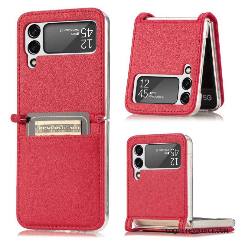 Coque Samsung Galaxy Z Flip 3 5G Texture Cuir Porte Carte