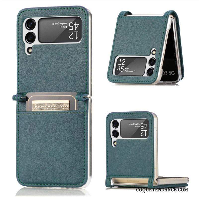 Coque Samsung Galaxy Z Flip 3 5G Texture Cuir Porte Carte