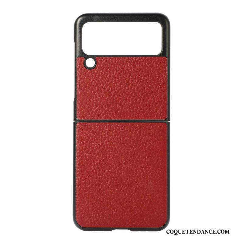 Coque Samsung Galaxy Z Flip 3 5G Véritable Cuir Litchi Color