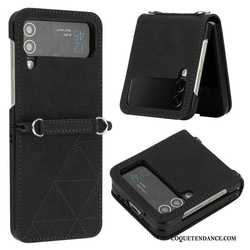 Coque Samsung Galaxy Z Flip 4 Simili Cuir Triangles