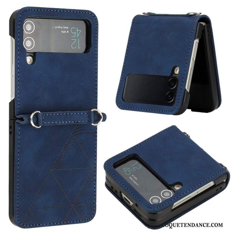 Coque Samsung Galaxy Z Flip 4 Simili Cuir Triangles