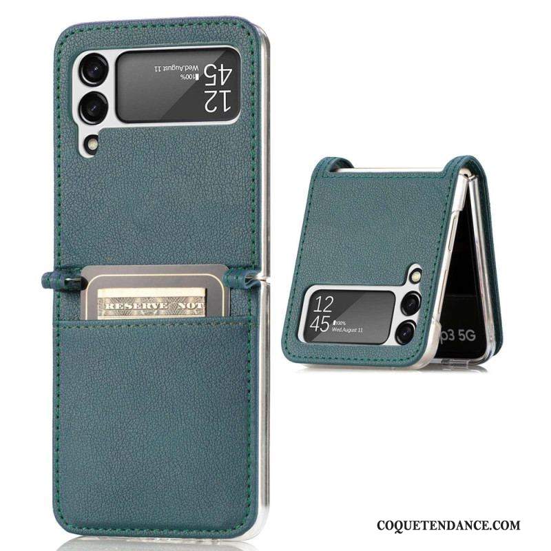 Coque Samsung Galaxy Z Flip 4 Style Cuir Litchi Porte-Carte