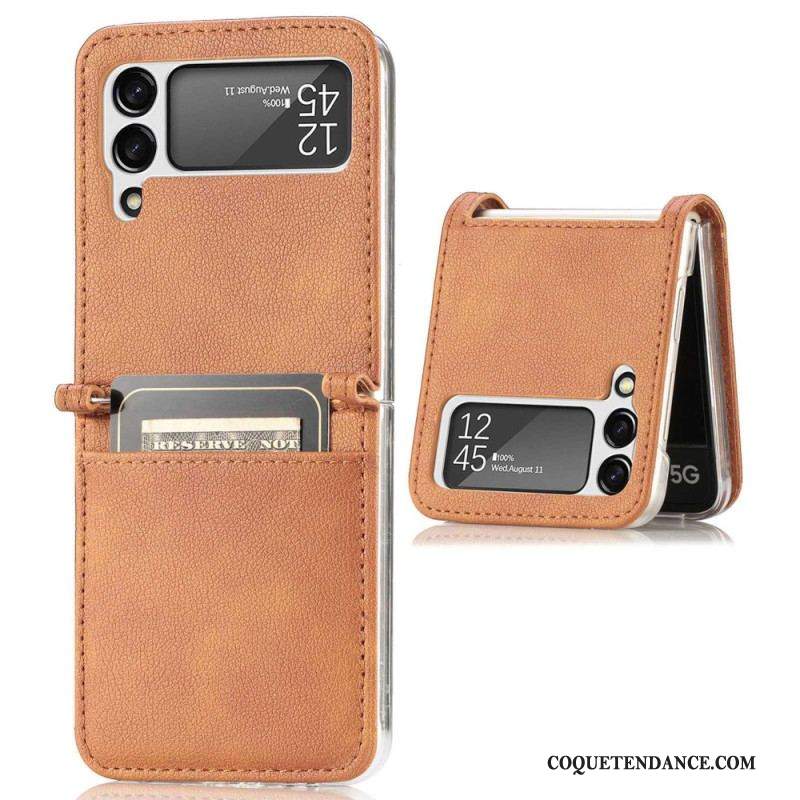 Coque Samsung Galaxy Z Flip 4 Style Cuir Litchi Porte-Carte