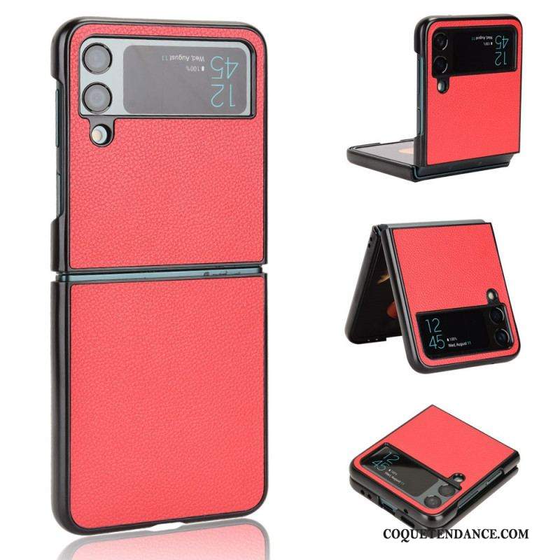 Coque Samsung Galaxy Z Flip 4 Texture Cuir Litchi