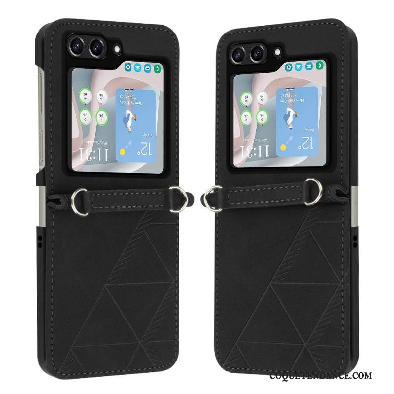 Coque Samsung Galaxy Z Flip 5 Simili Cuir Triangles