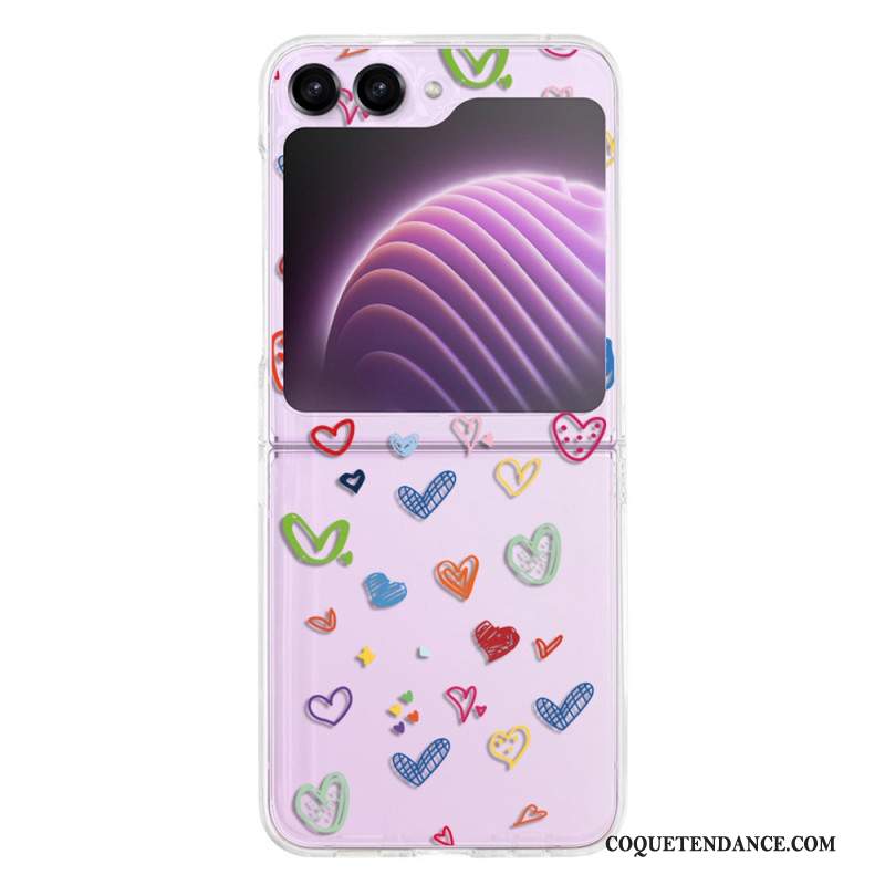 Coque Samsung Galaxy Z Flip 5 Transparente Coeurs