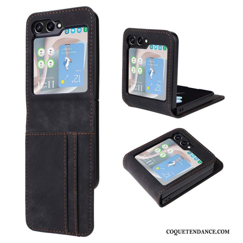 Coque Samsung Galaxy Z Flip 6 Effet Cuir Porte-Cartes